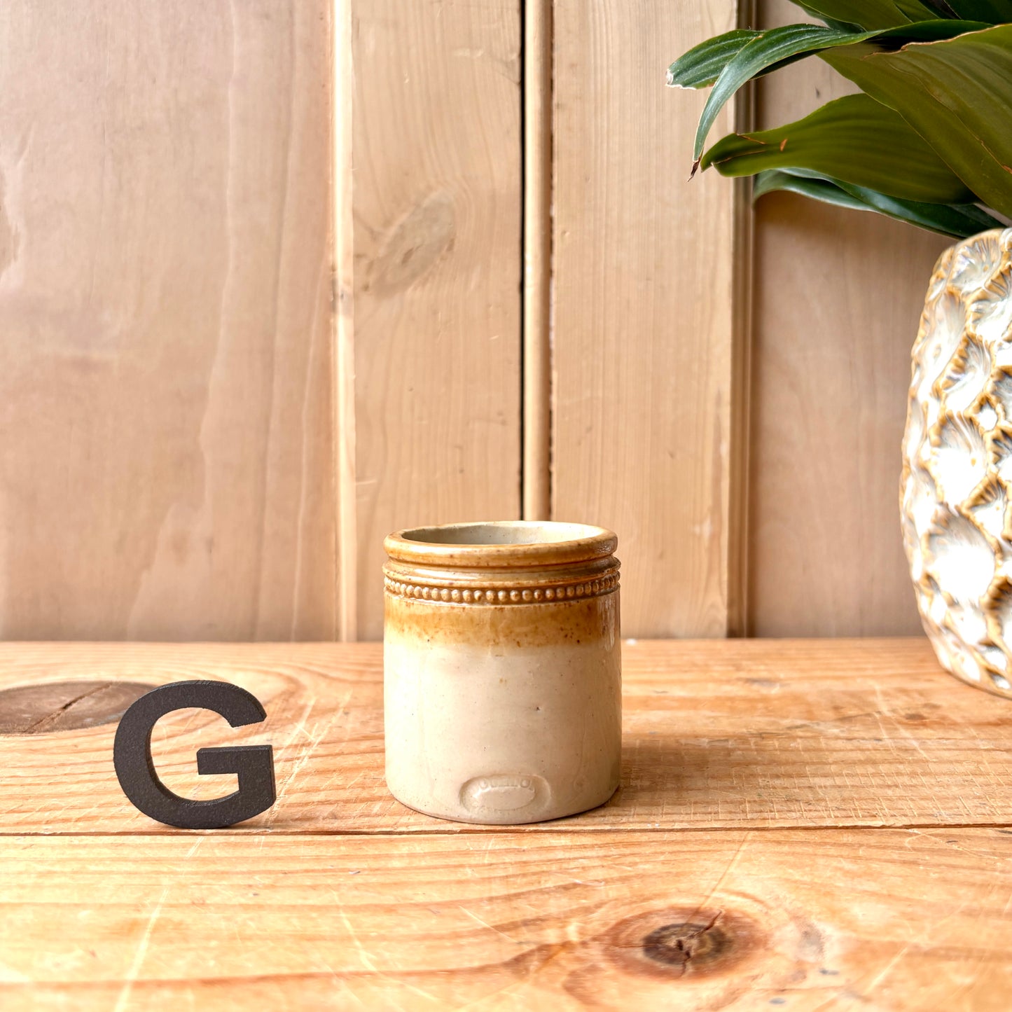 Vintage stoneware tow tone jars