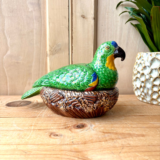 Vintage Majolica Caldas da Rainha Parrot box