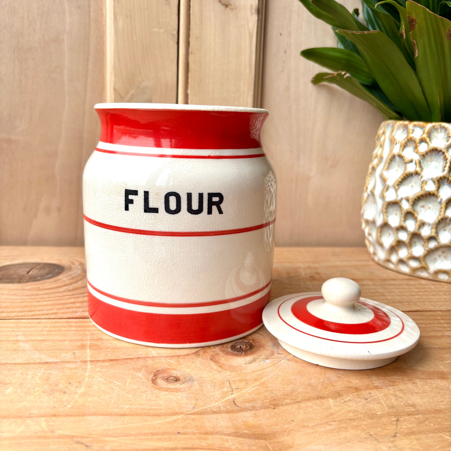 Vintage Price Brothers Red Line Kitchenware Flour Jar