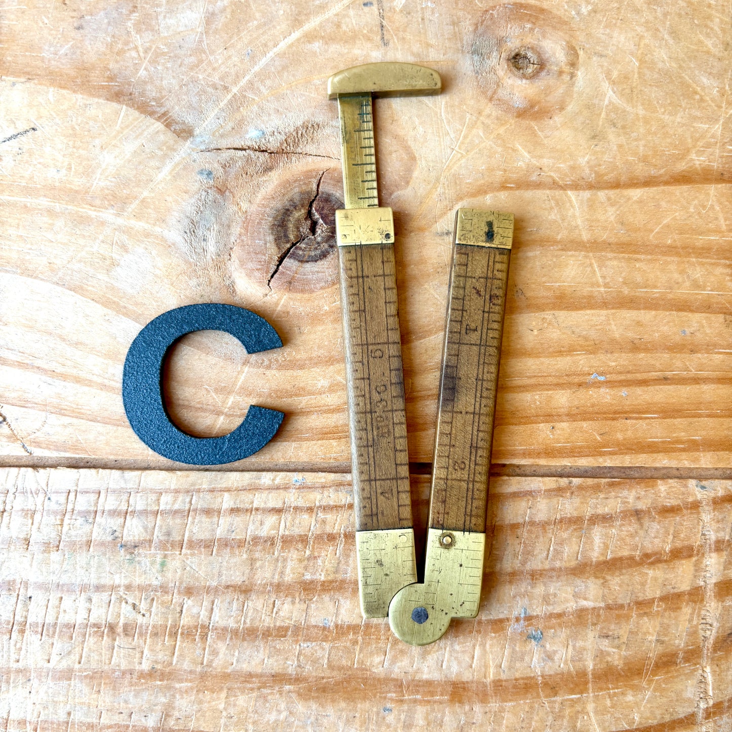 Vintage Boxwood and Brass Calipers