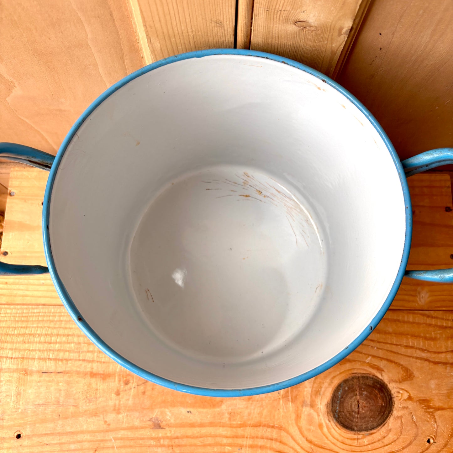Vintage Blue Enamel Flour Bin