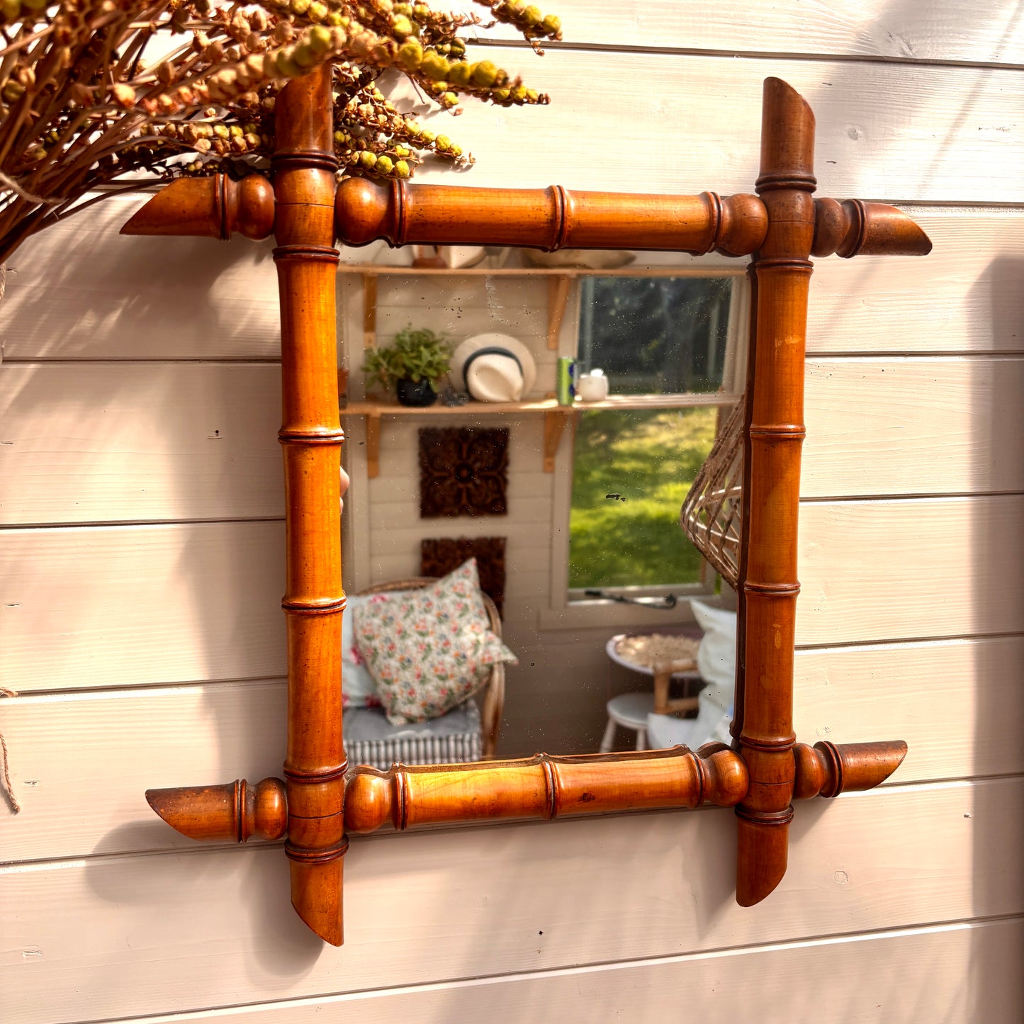 Vintage French Faux Bamboo Mirror
