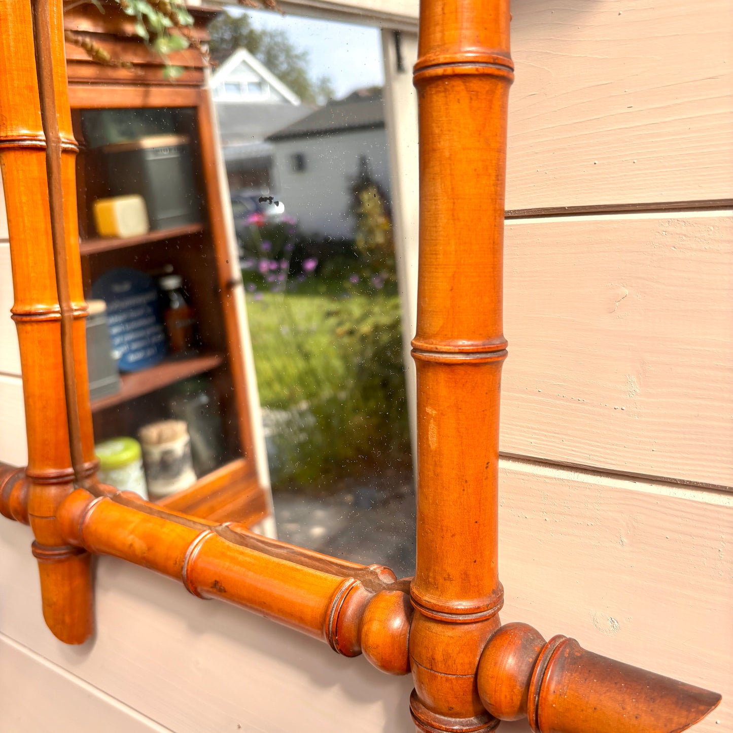 Vintage French Faux Bamboo Mirror