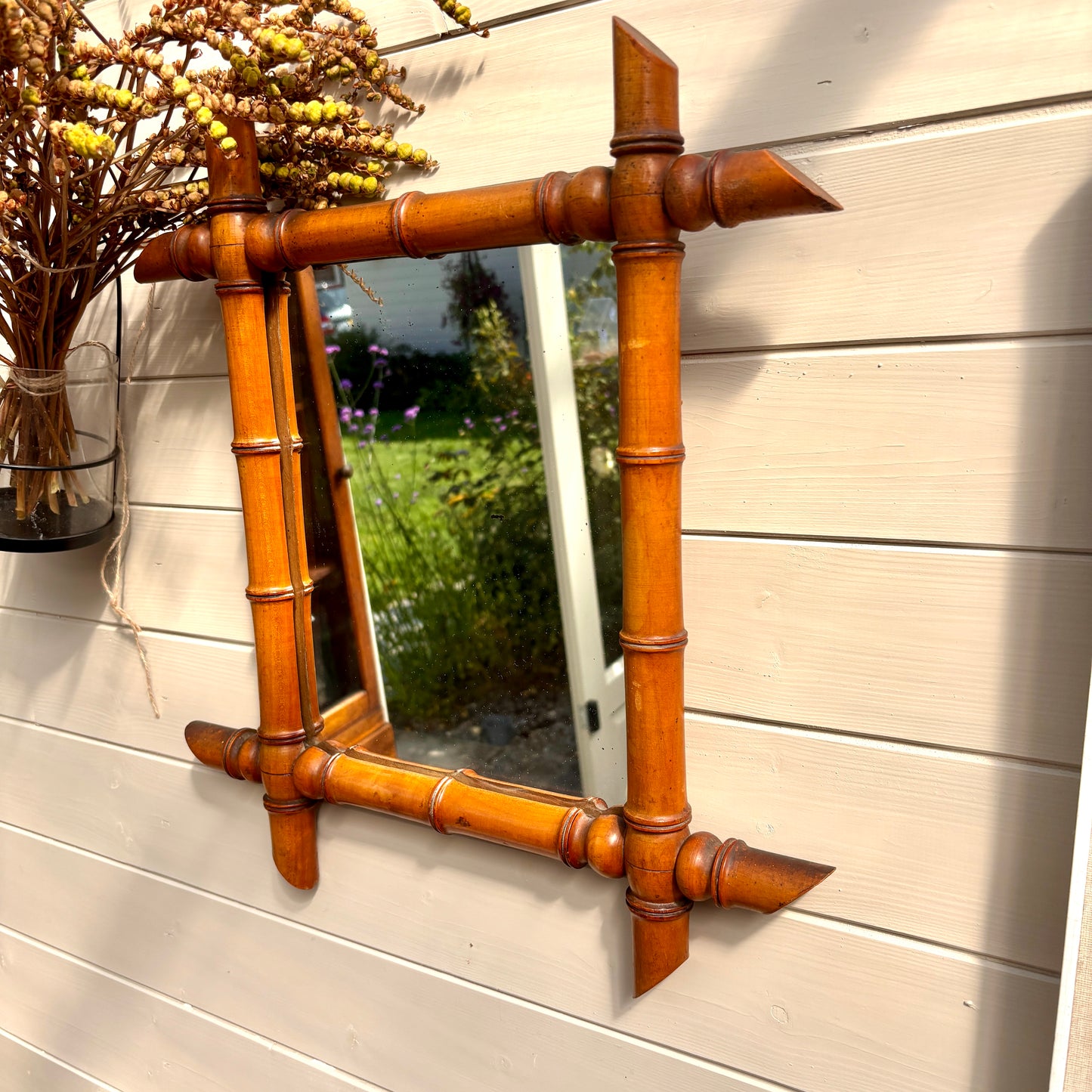Vintage French Faux Bamboo Mirror