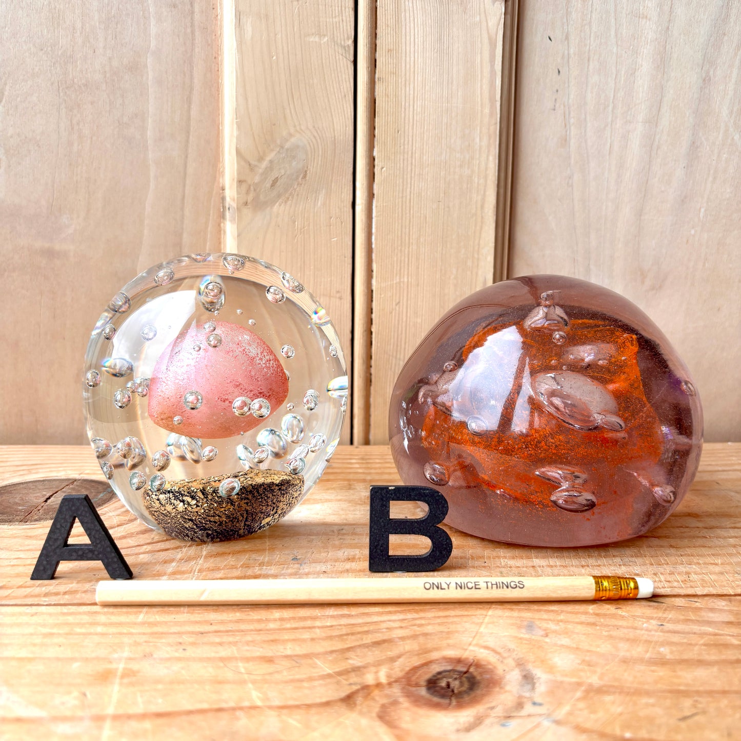 Vintage handblown glass paperweights