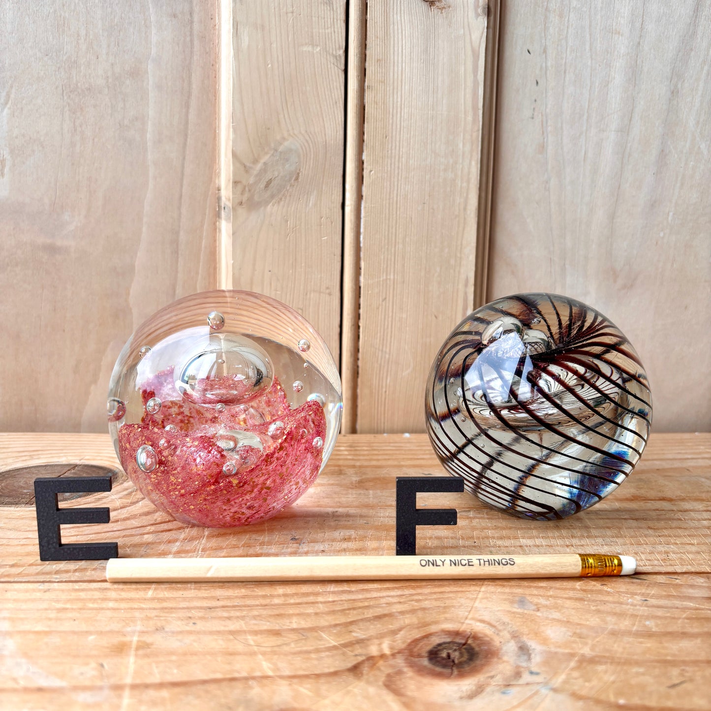 Vintage handblown glass paperweights