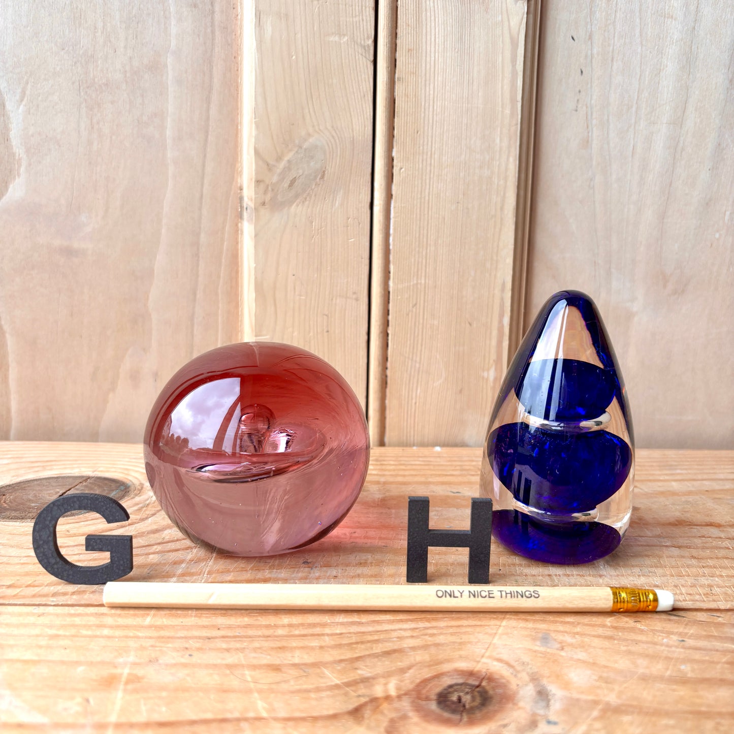 Vintage handblown glass paperweights