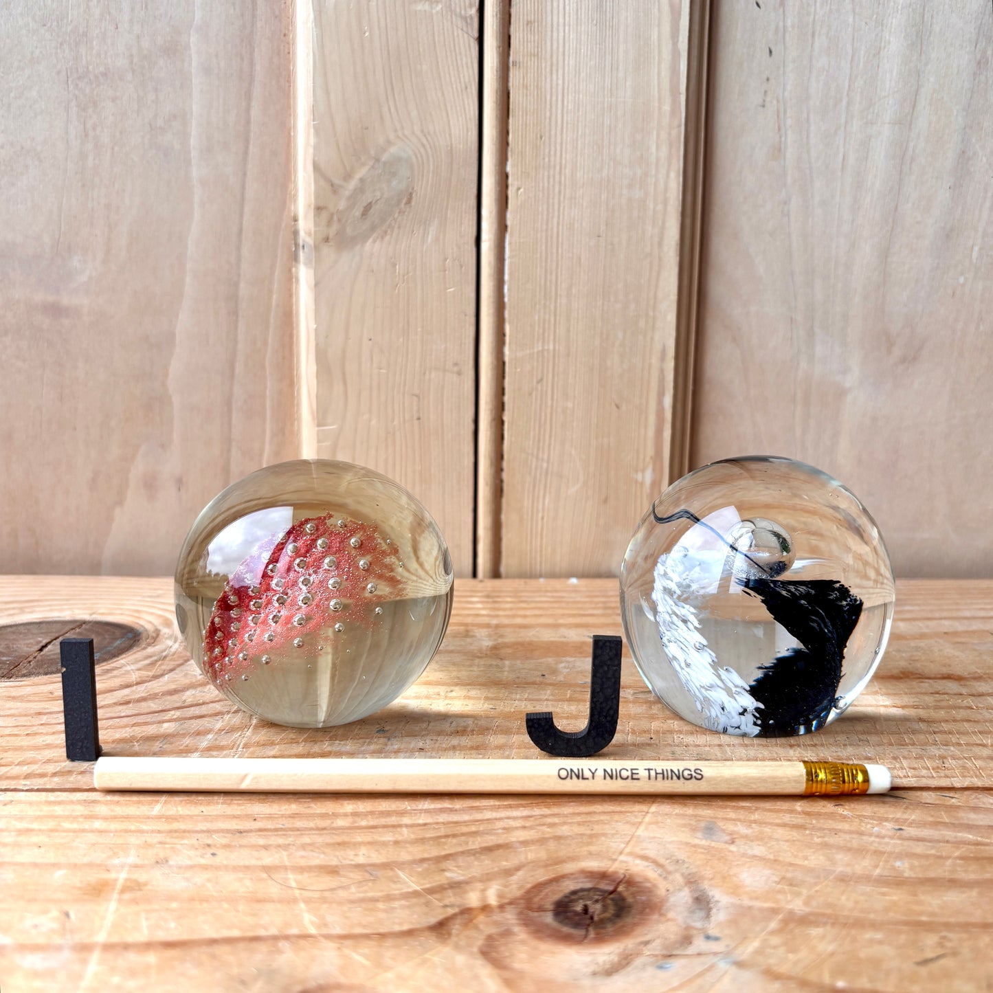 Vintage handblown glass paperweights