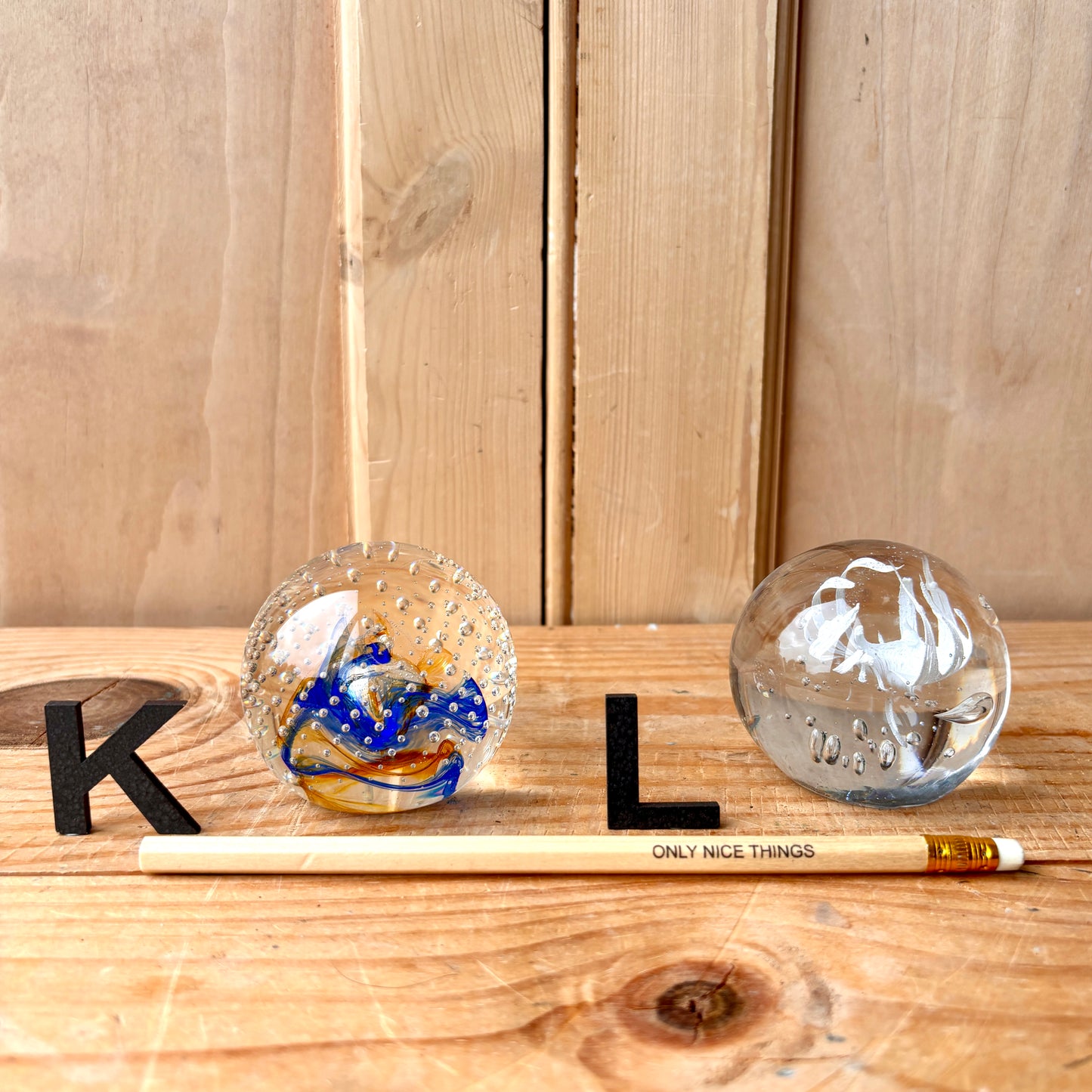 Vintage handblown glass paperweights