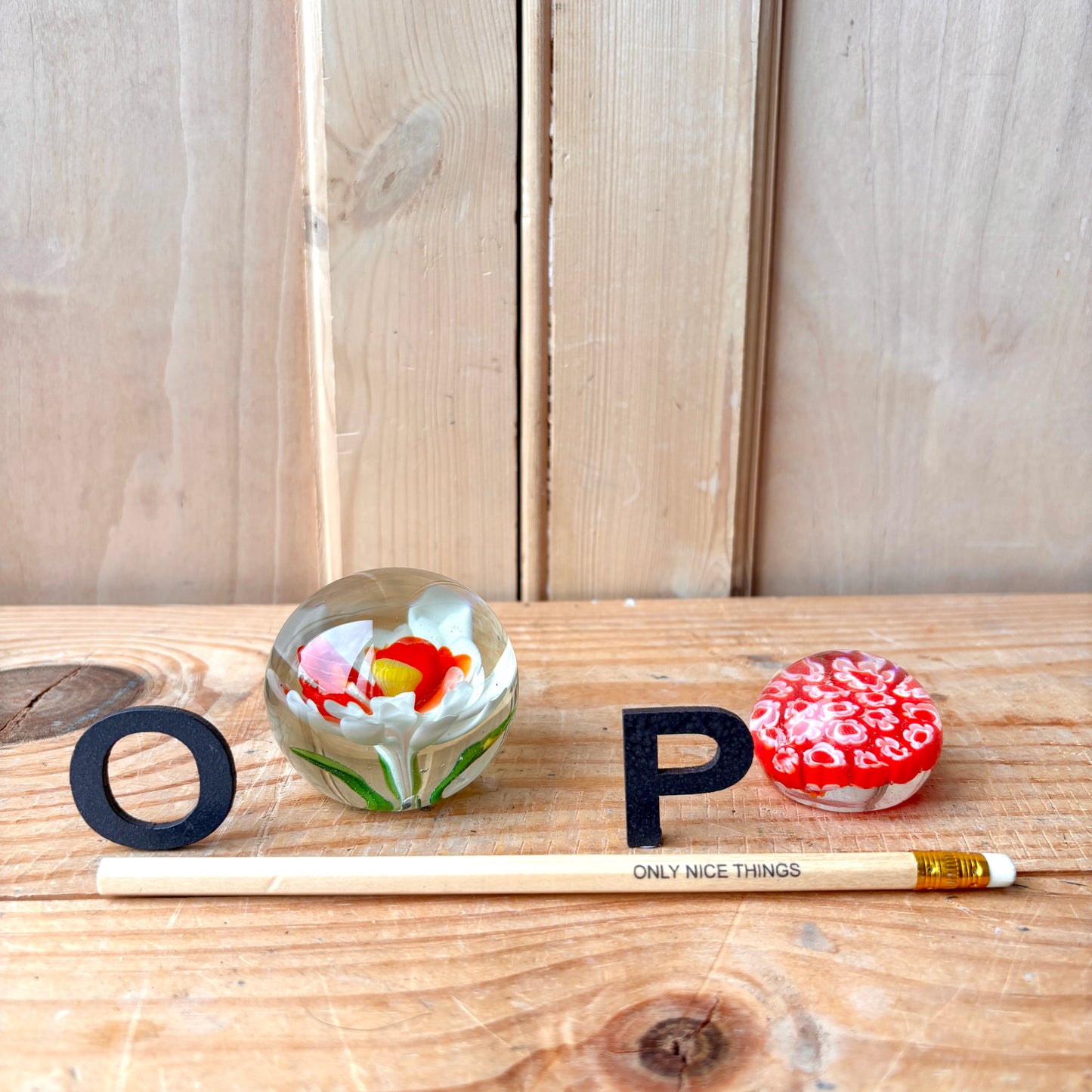 Vintage handblown glass paperweights