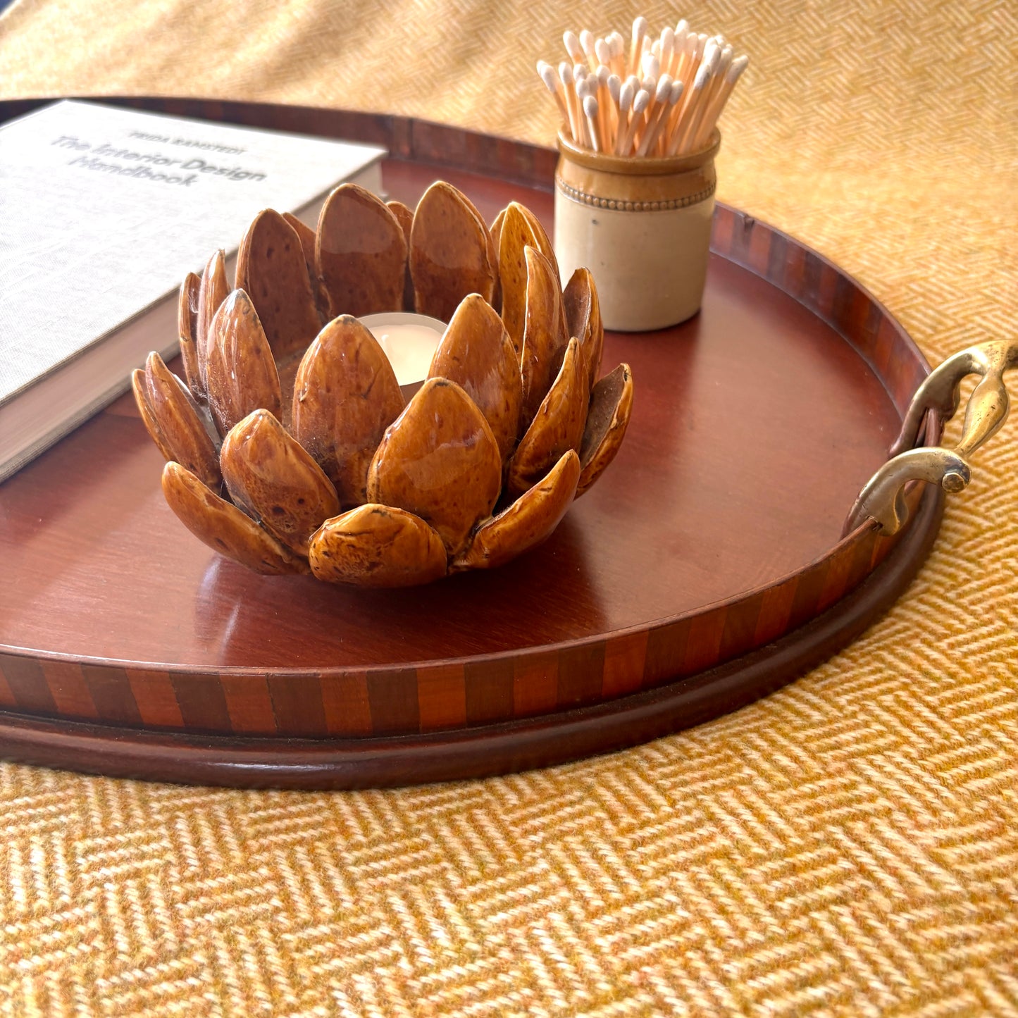 Vintage Oval Hardwood Tray