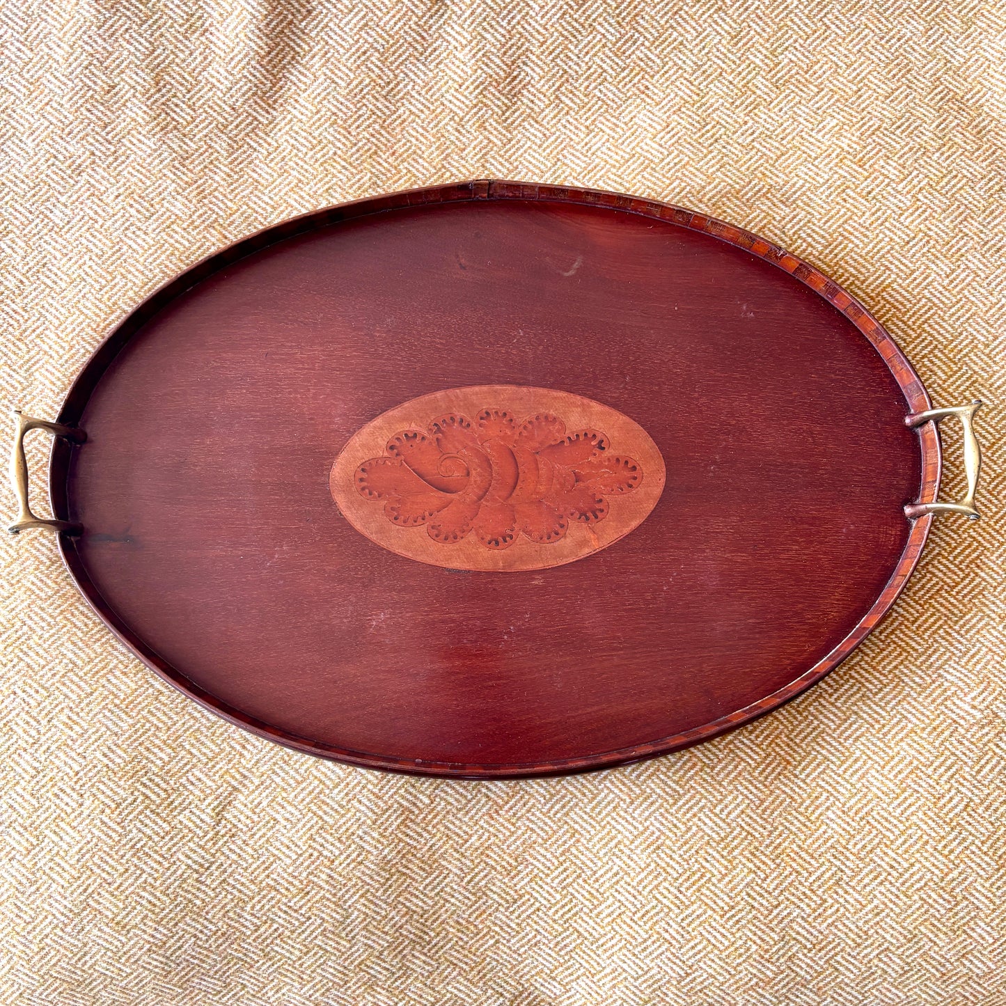 Vintage Oval Hardwood Tray
