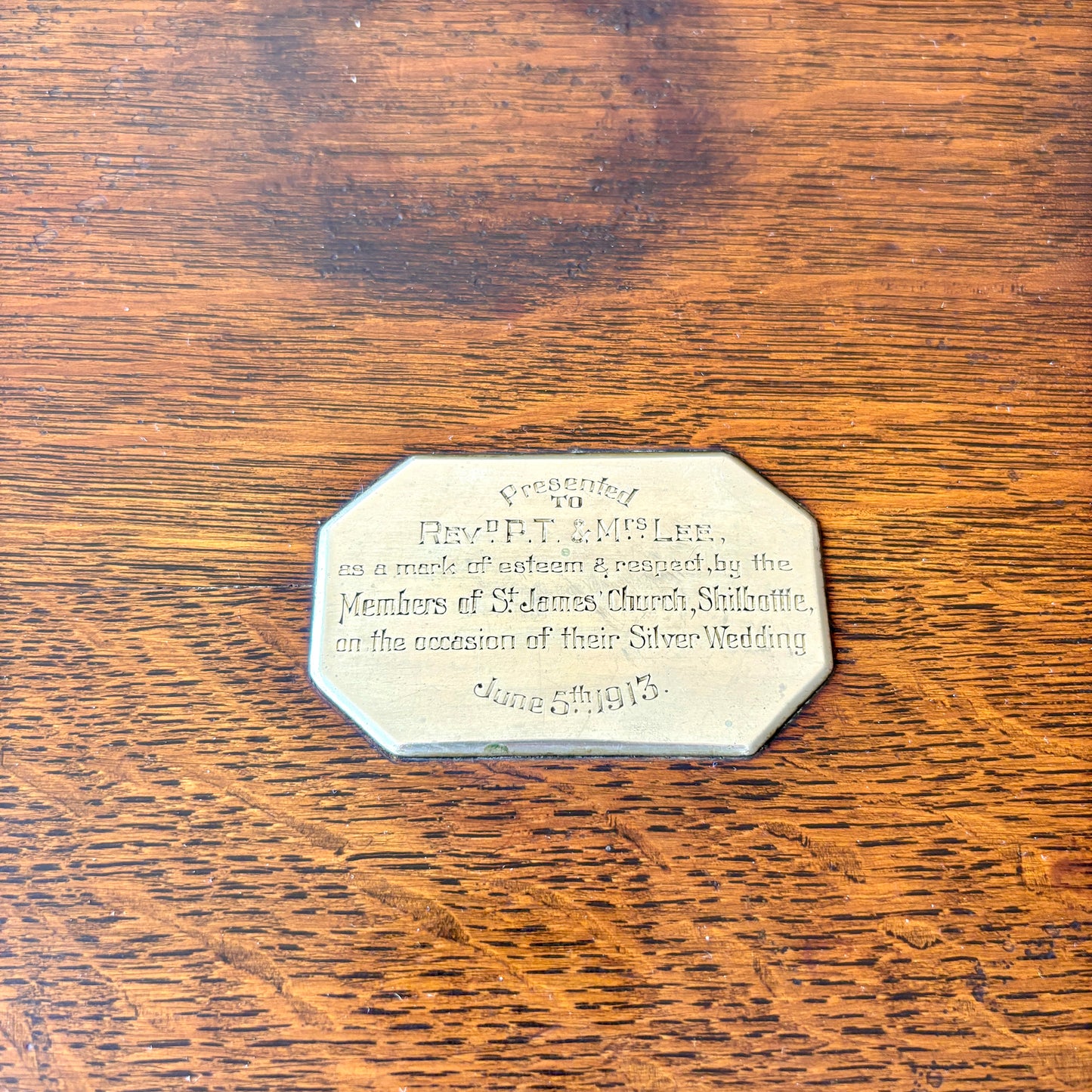 Antique Octagonal Oak Tray