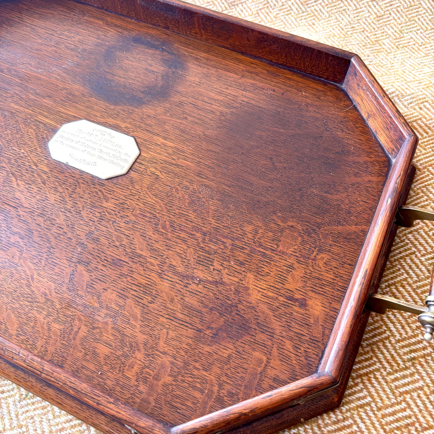 Antique Octagonal Oak Tray