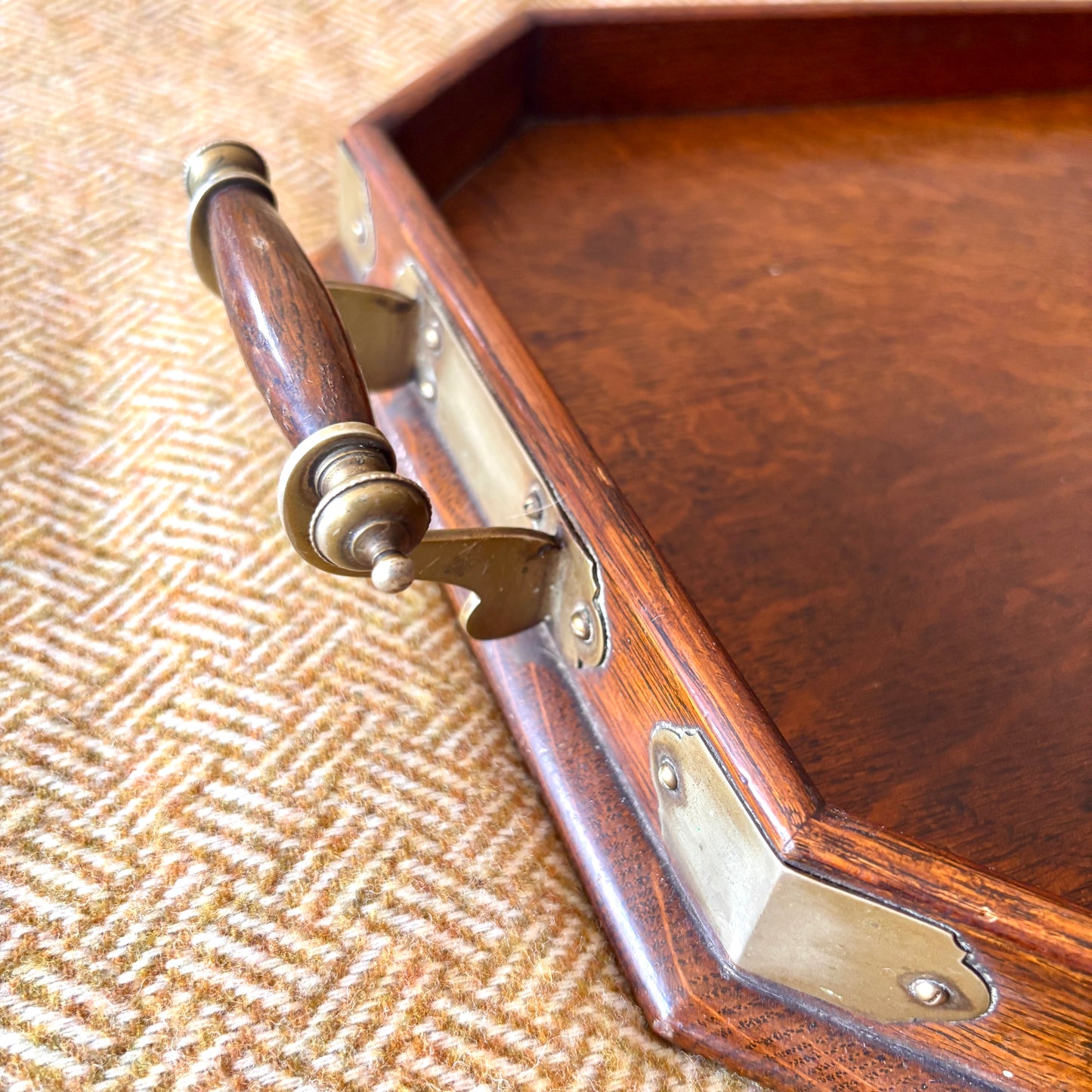 Antique Octagonal Oak Tray