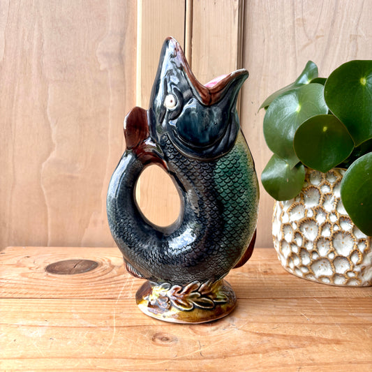 Antique Majolica Gluggle Jug