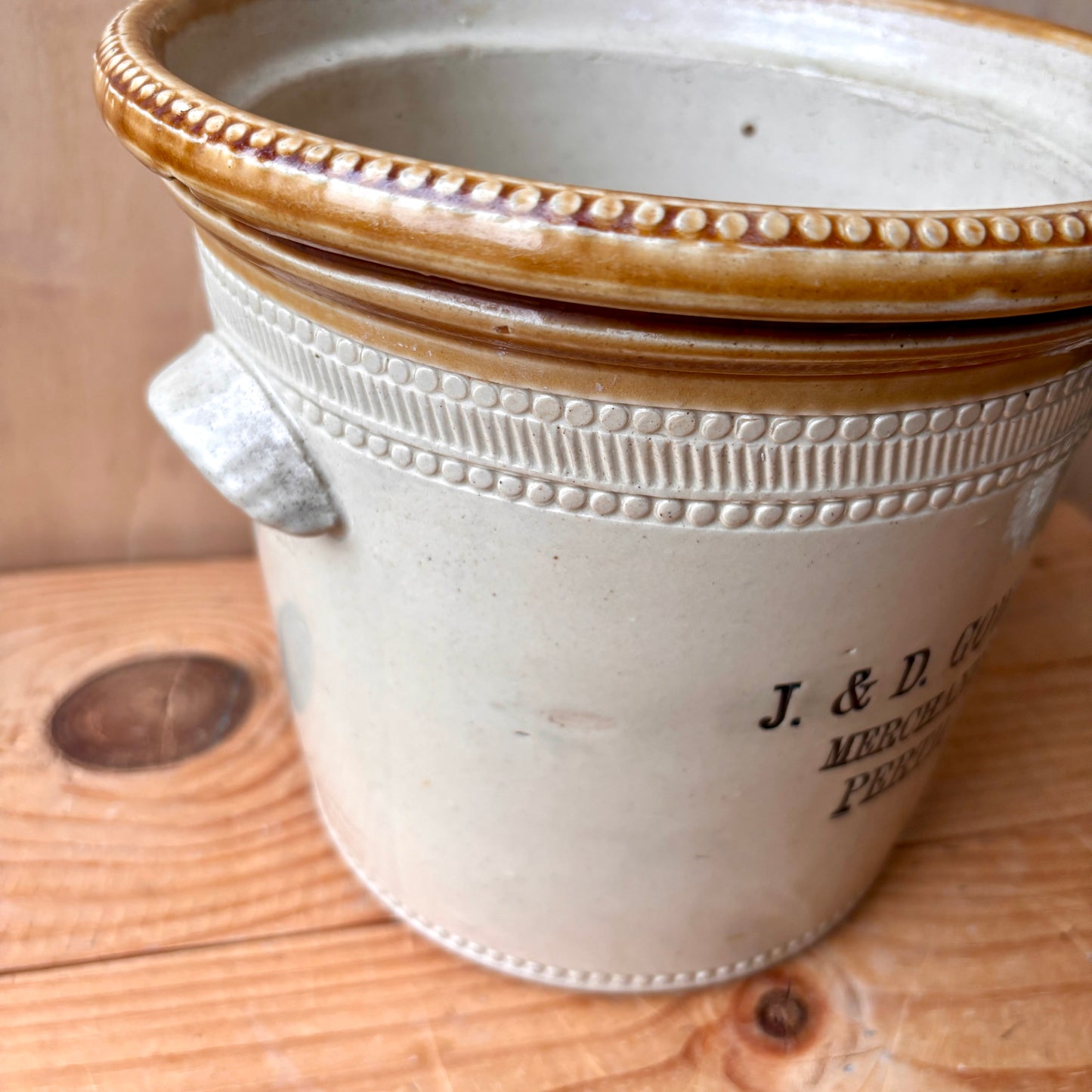 Large Vintage 8lb Stoneware Butter Crock