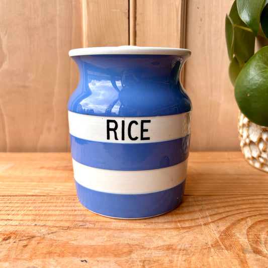TG Green Blue and White Rice Canister