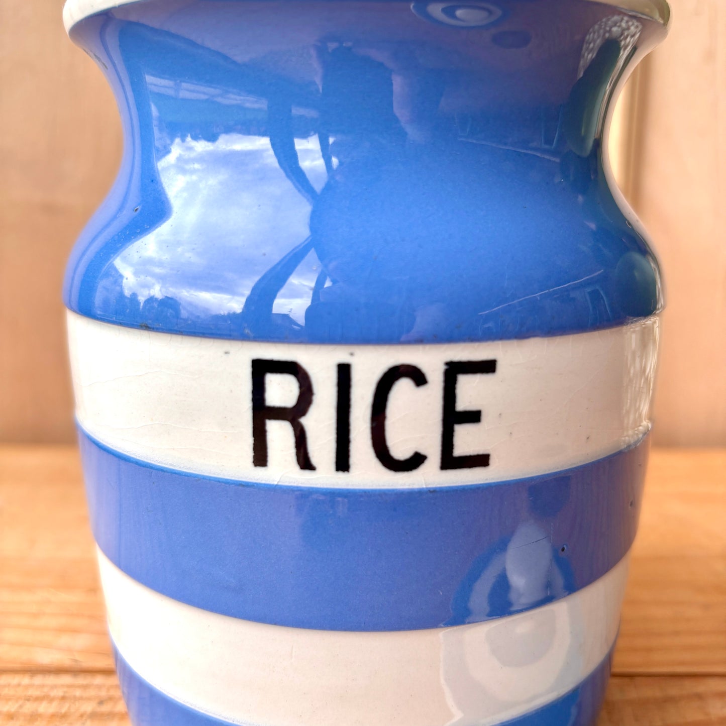 TG Green Blue and White Rice Canister