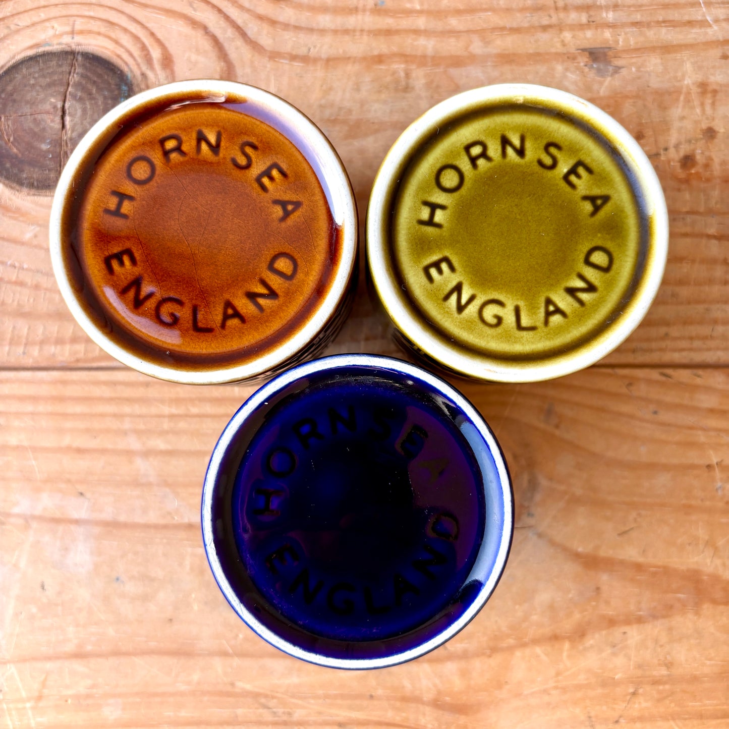 Set of three Hornsea Heirloom herb jars