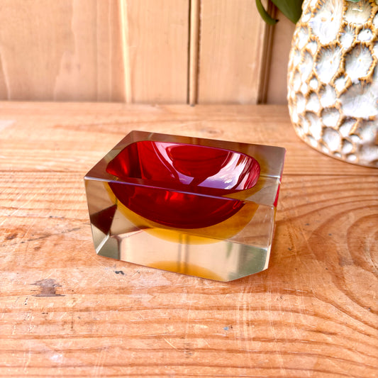 Murano Sommerso multi faceted glass trinket dish