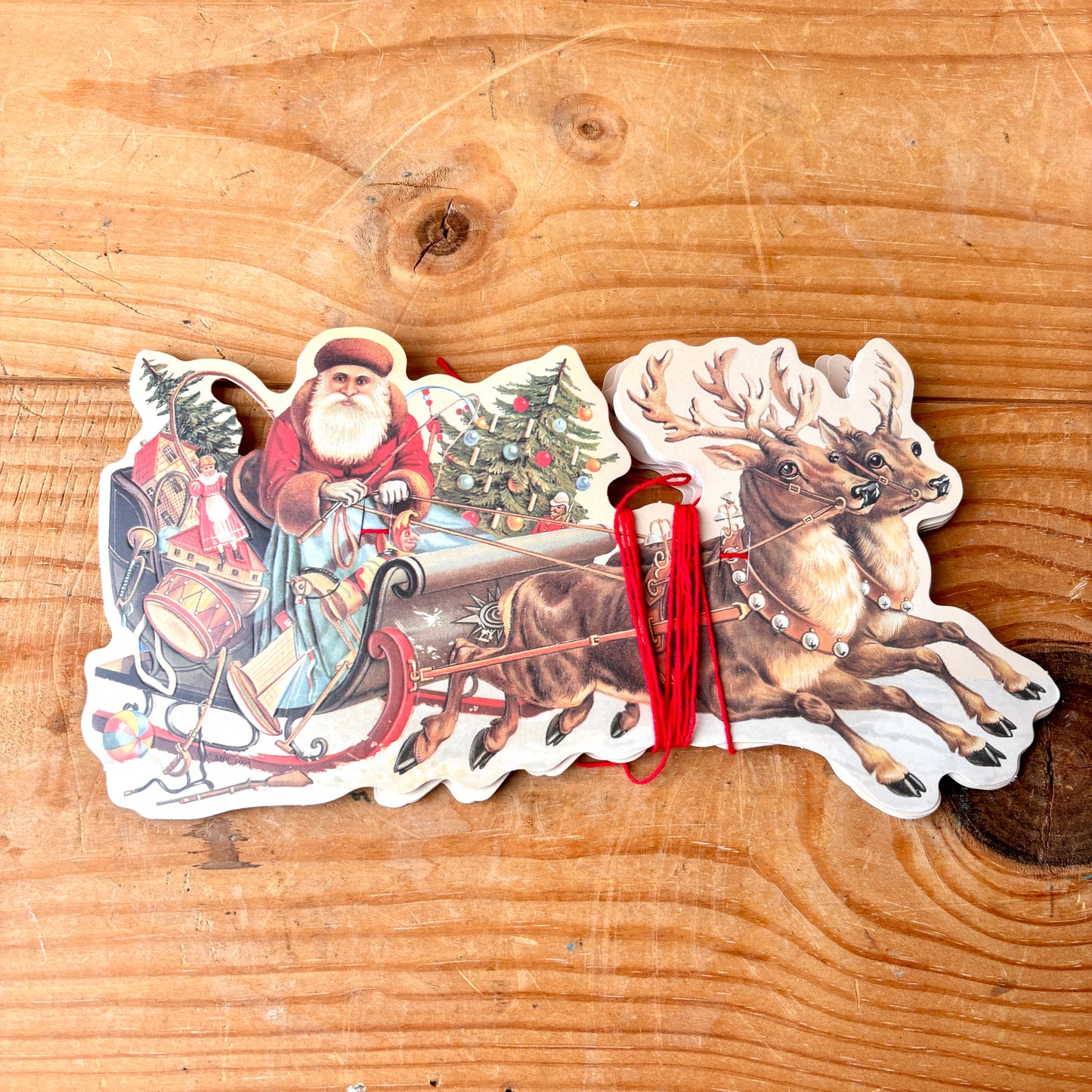 Vintage style Father Christmas and Sleigh Garland