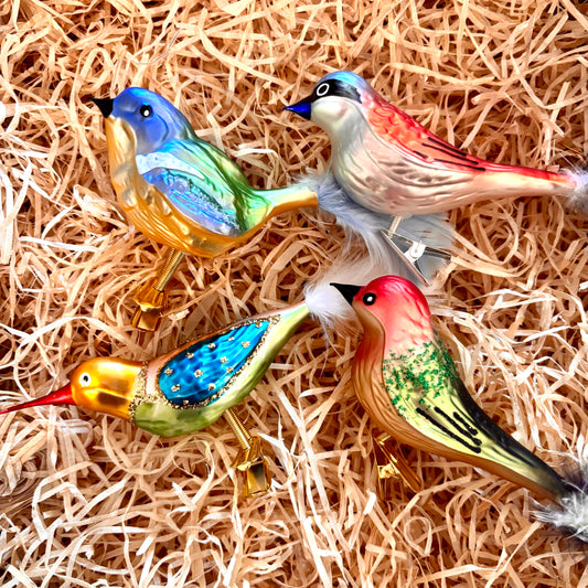 Vintage style Christmas bird baubles