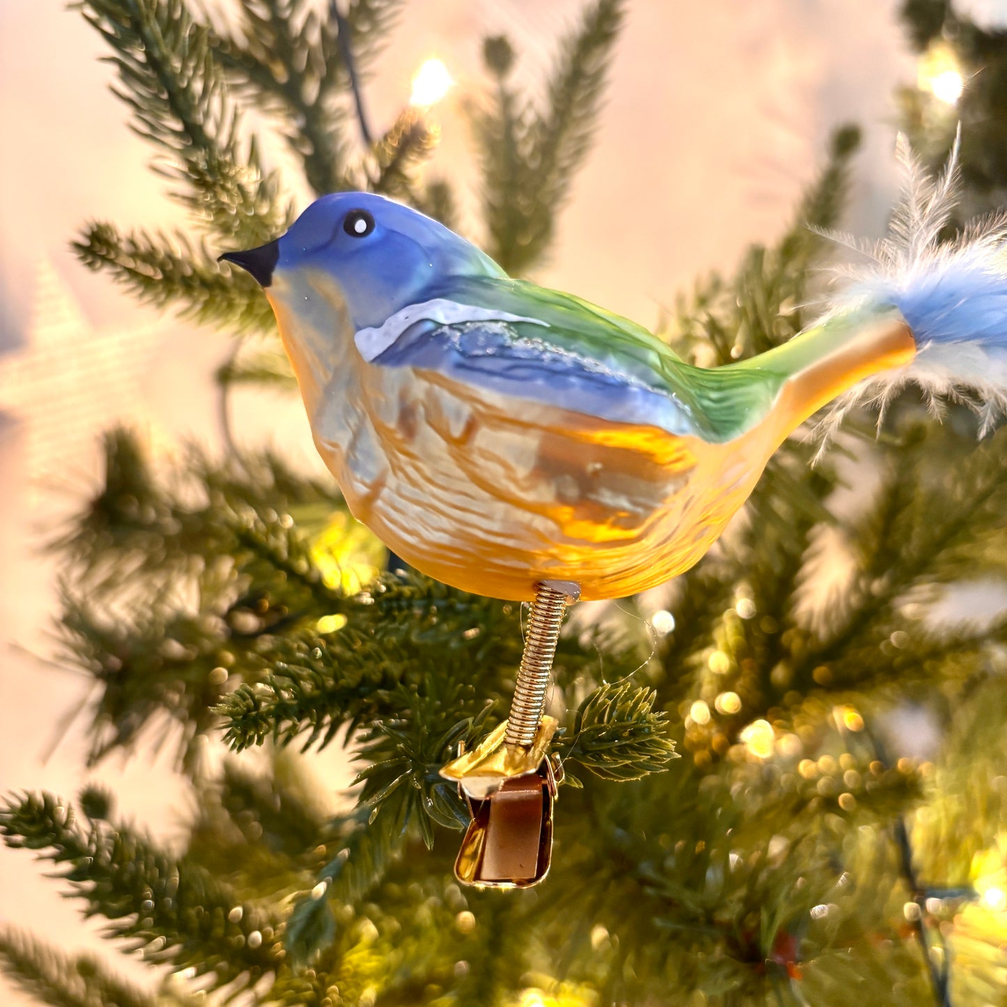 Vintage style Christmas bird baubles