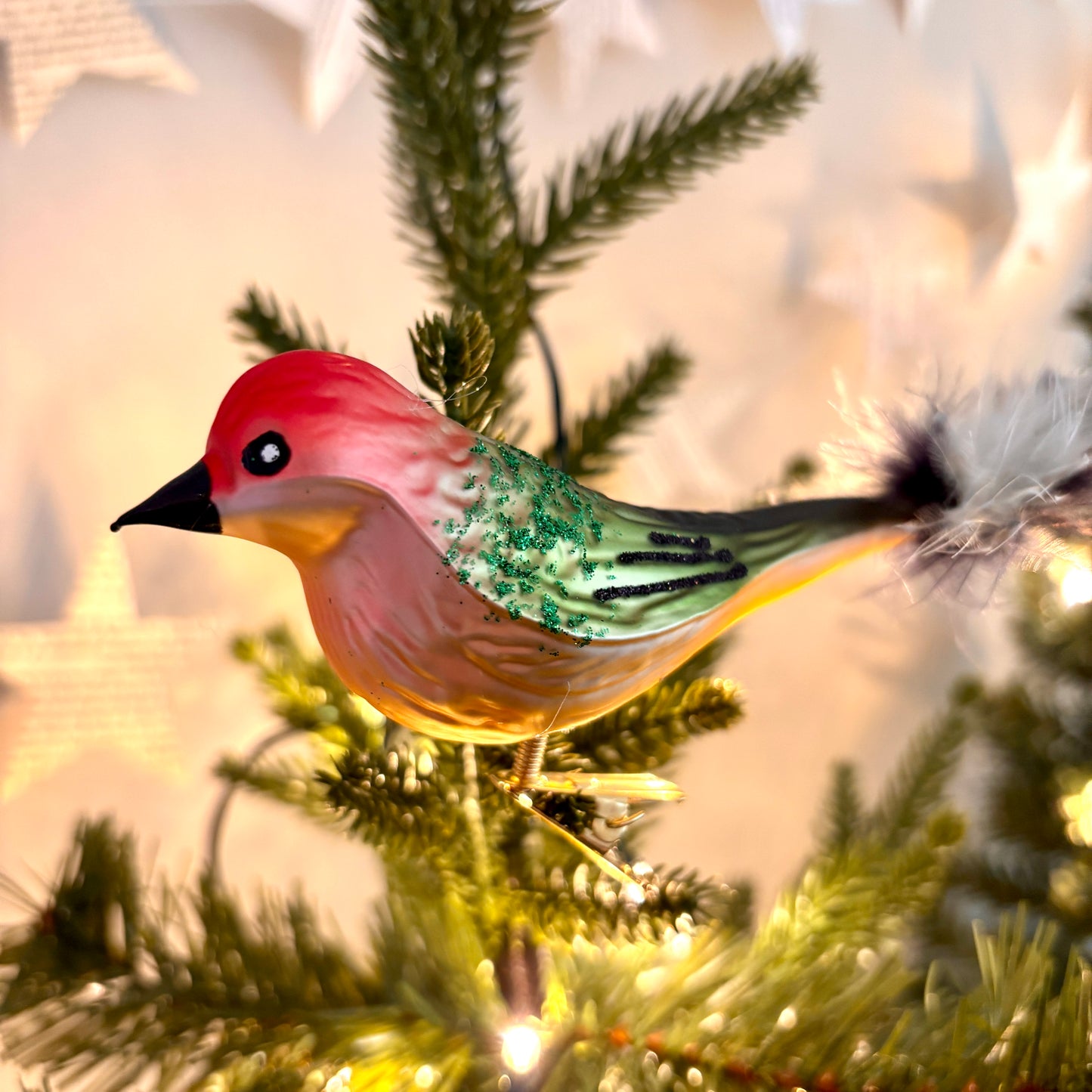 Vintage style Christmas bird baubles