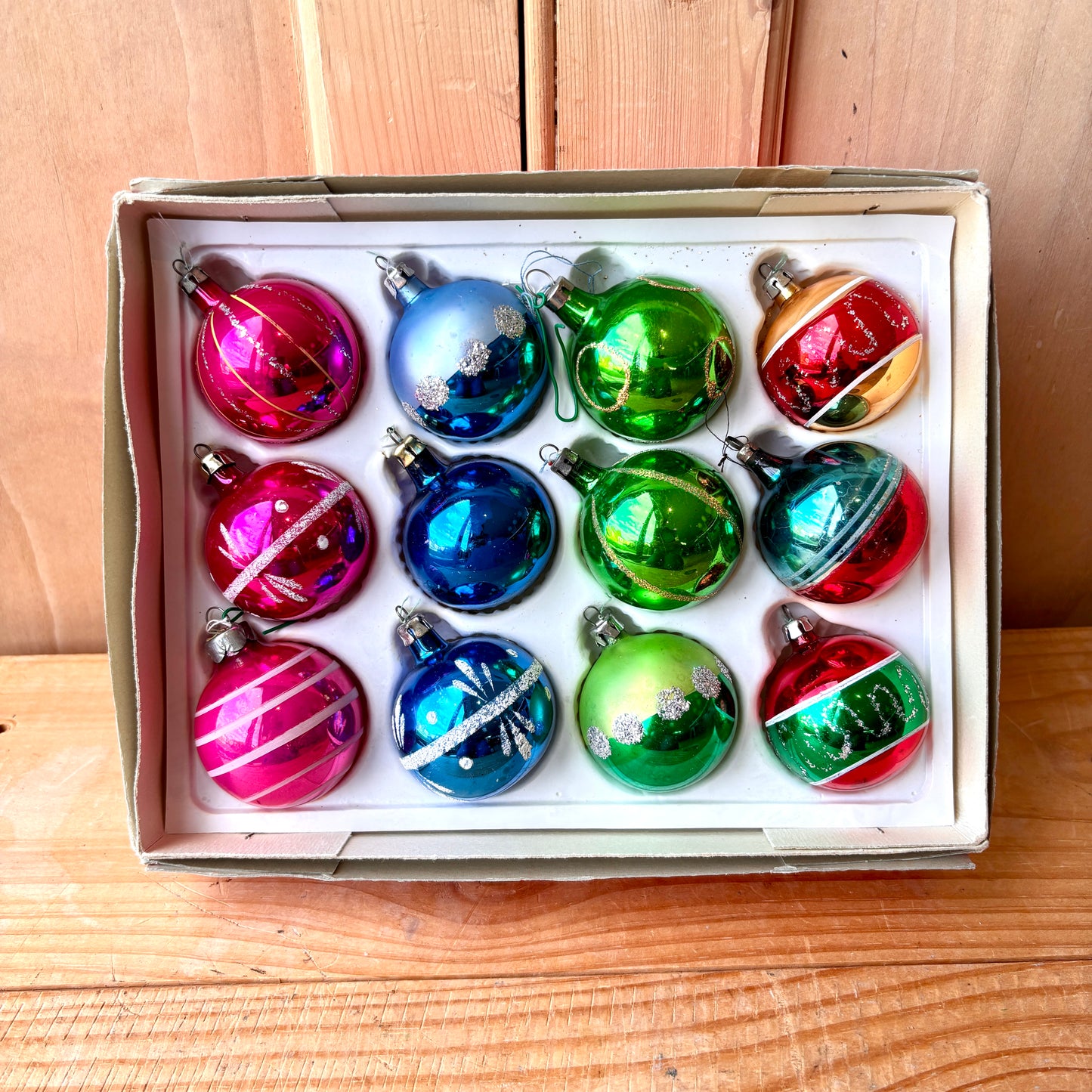 Vintage Retro Christmas Bauble set of 12