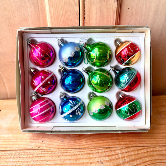 Vintage Retro Christmas Bauble set of 12