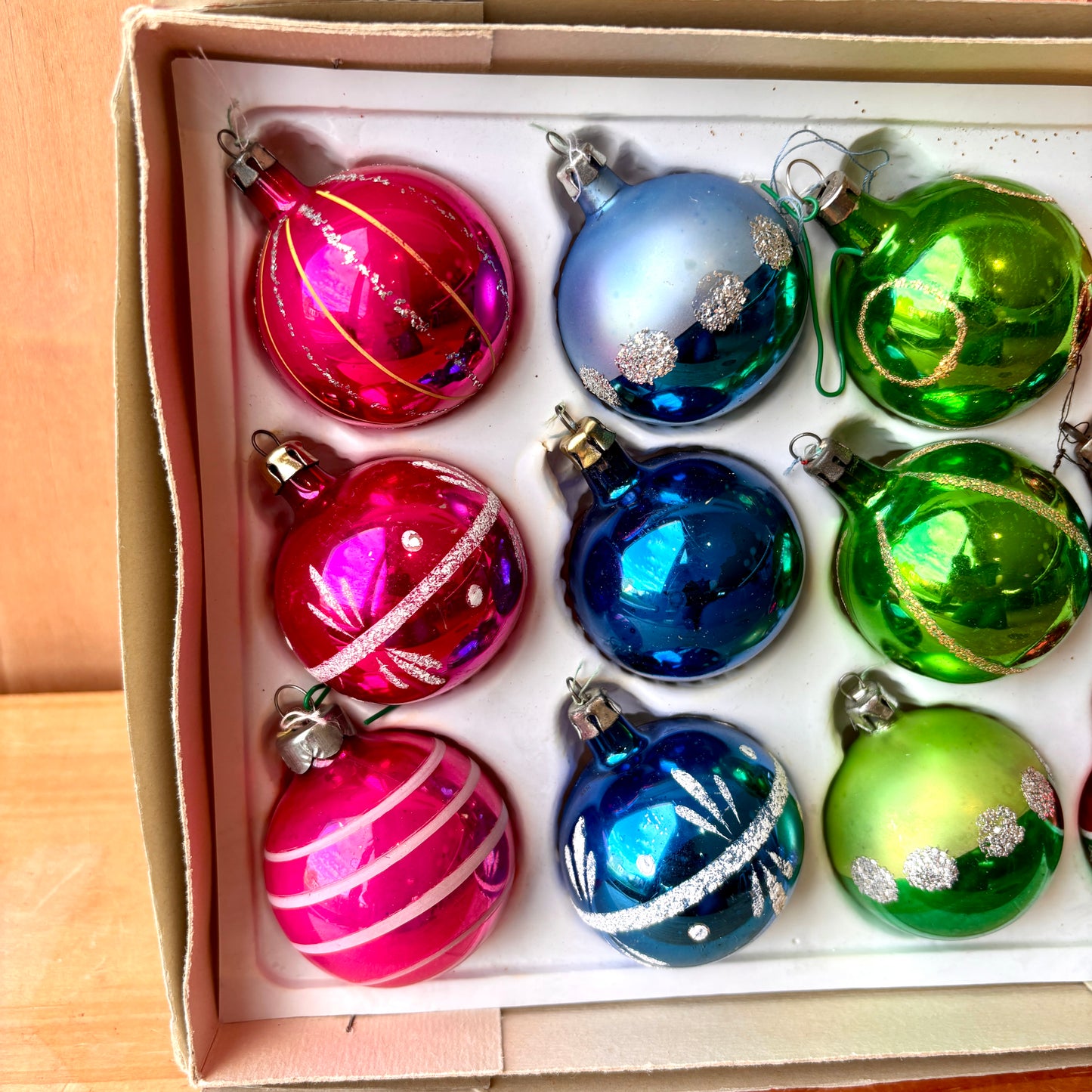 Vintage Retro Christmas Bauble set of 12