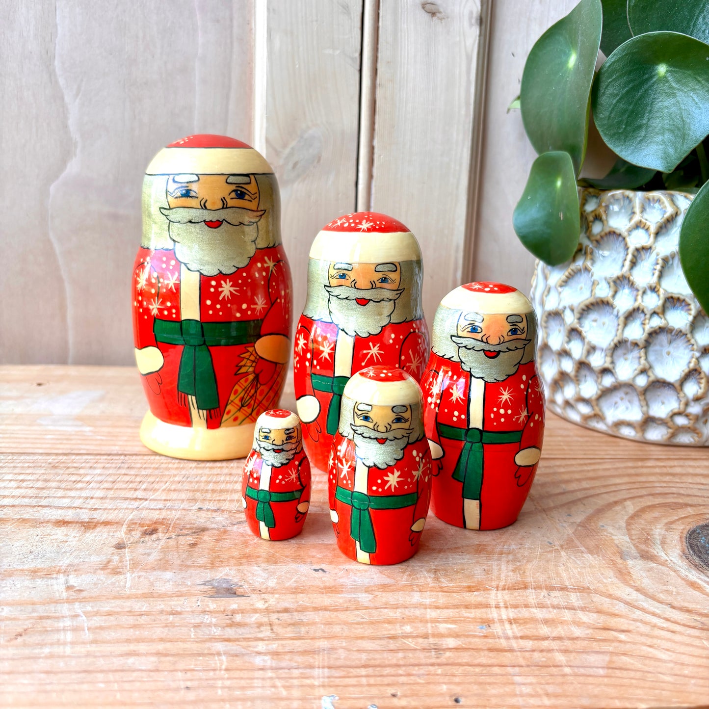 Vintage Santa nesting dolls