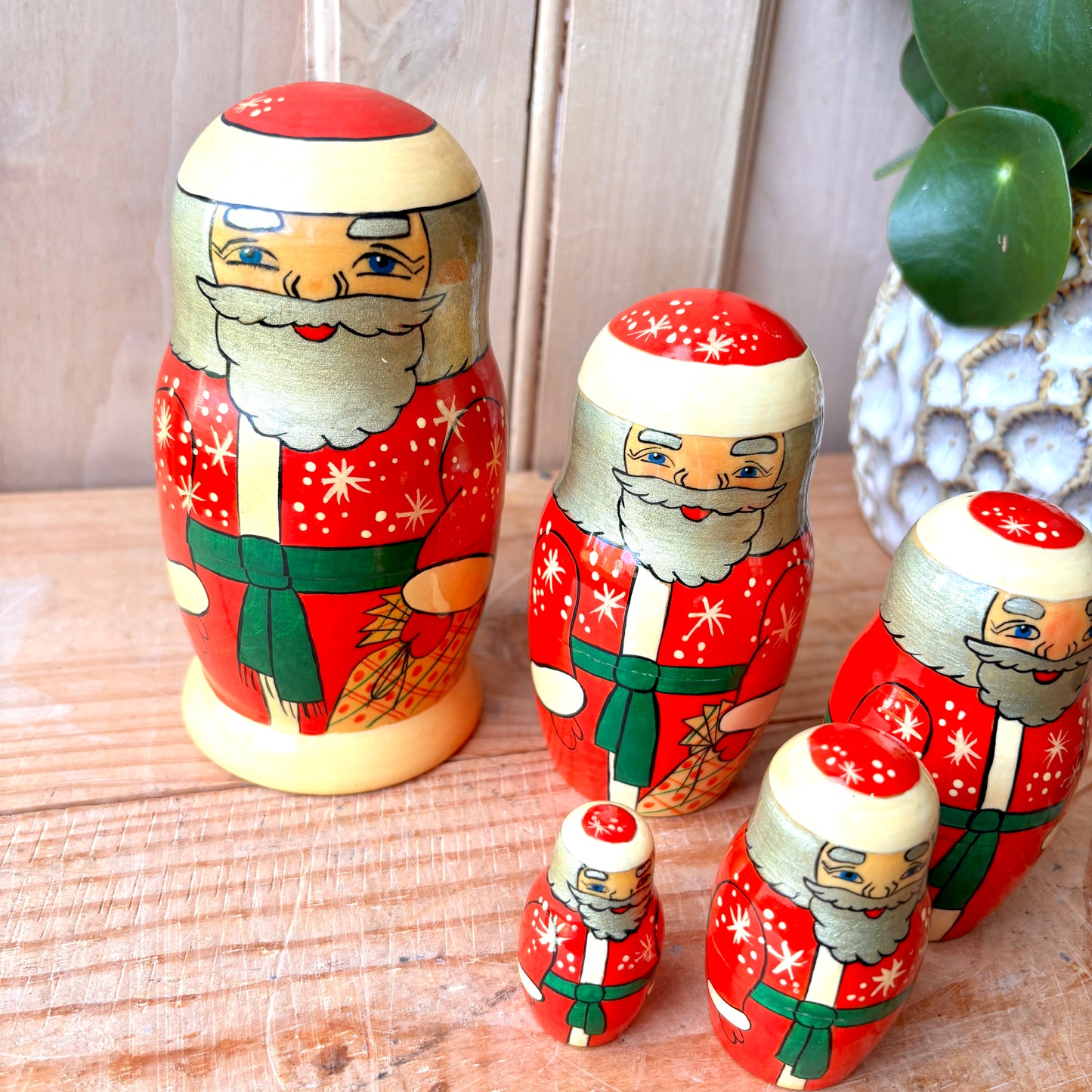 Vintage Santa nesting dolls