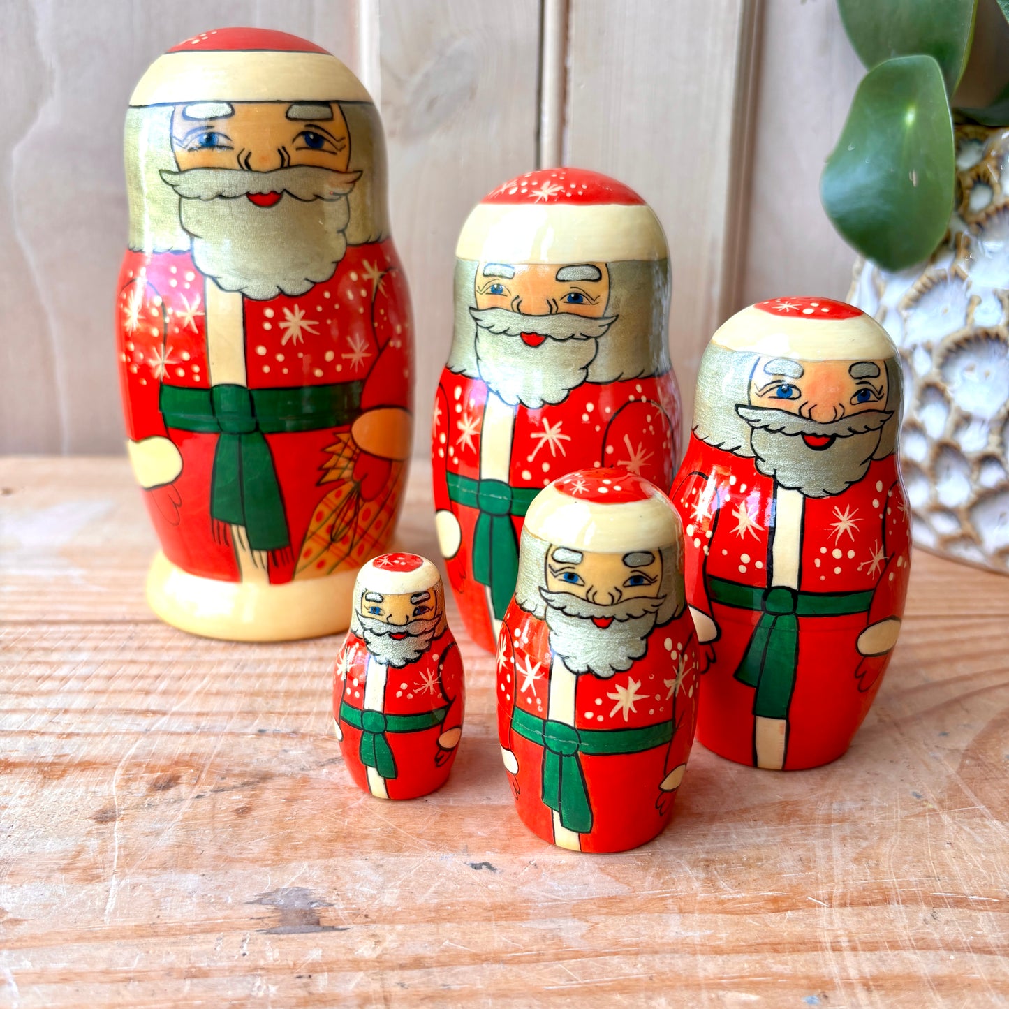 Vintage Santa nesting dolls