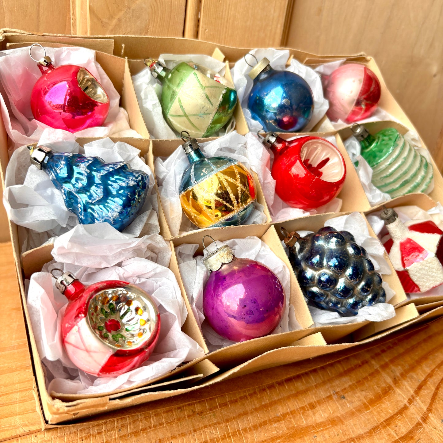 Very Early Vintage Christmas Bauble set of 12