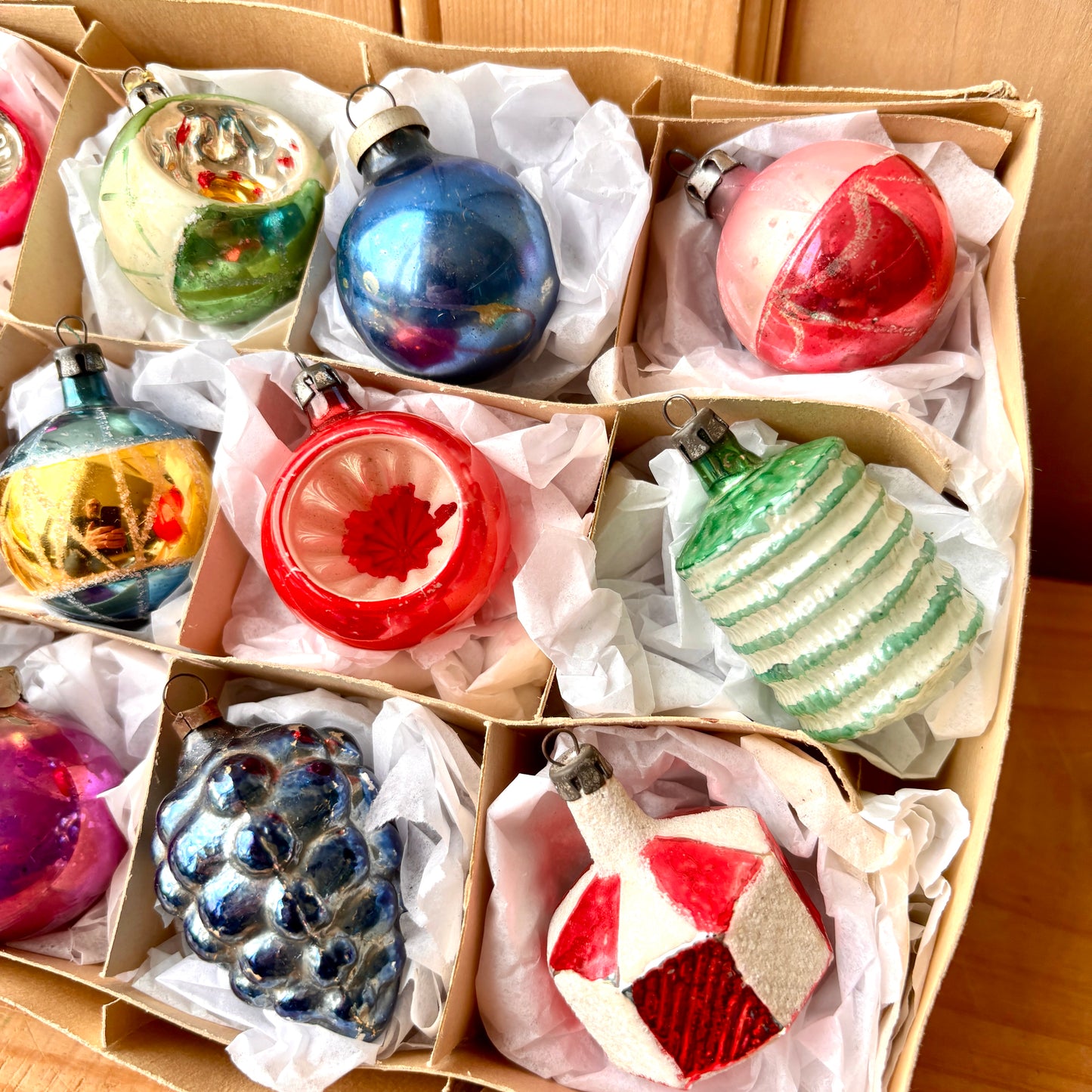 Very Early Vintage Christmas Bauble set of 12