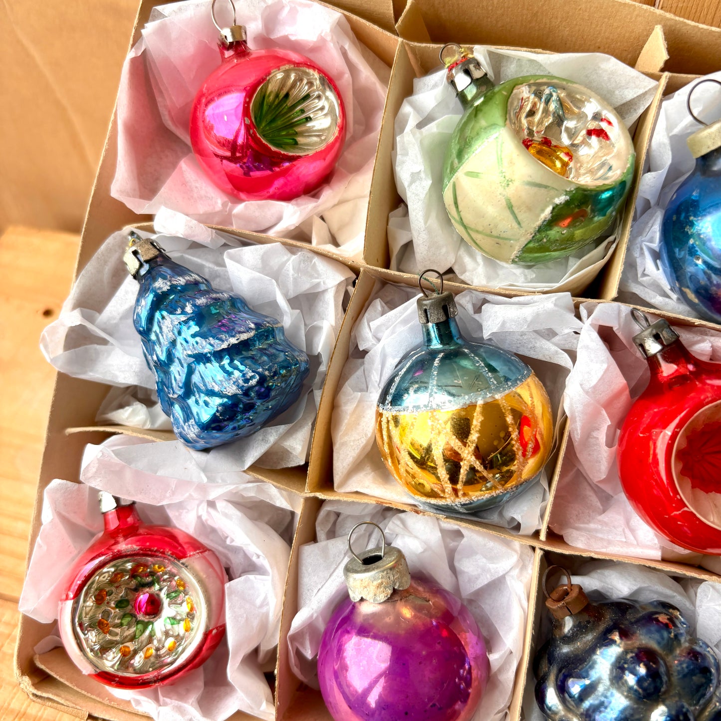 Very Early Vintage Christmas Bauble set of 12