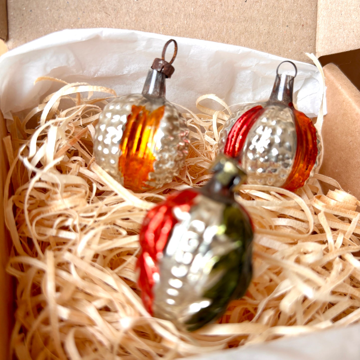 Set of Three Very Early Christmas Baubles