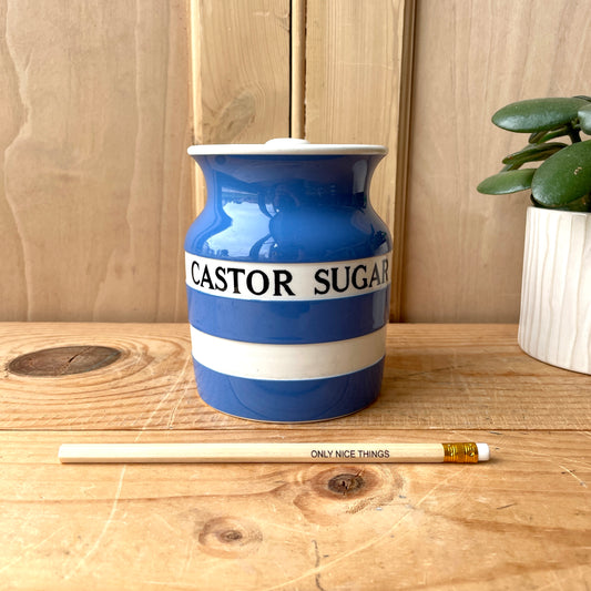 TG Green Blue and White Castor Sugar Canister