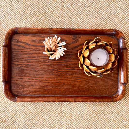 Vintage Small Oak Hardwood Tray