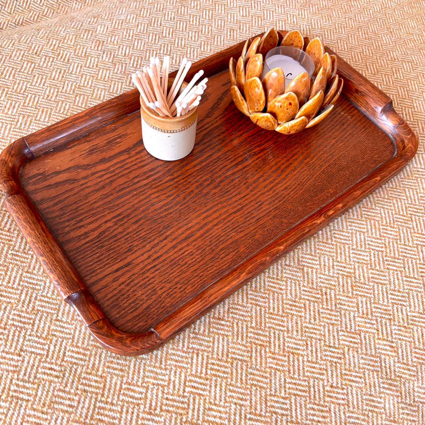 Vintage Small Oak Hardwood Tray