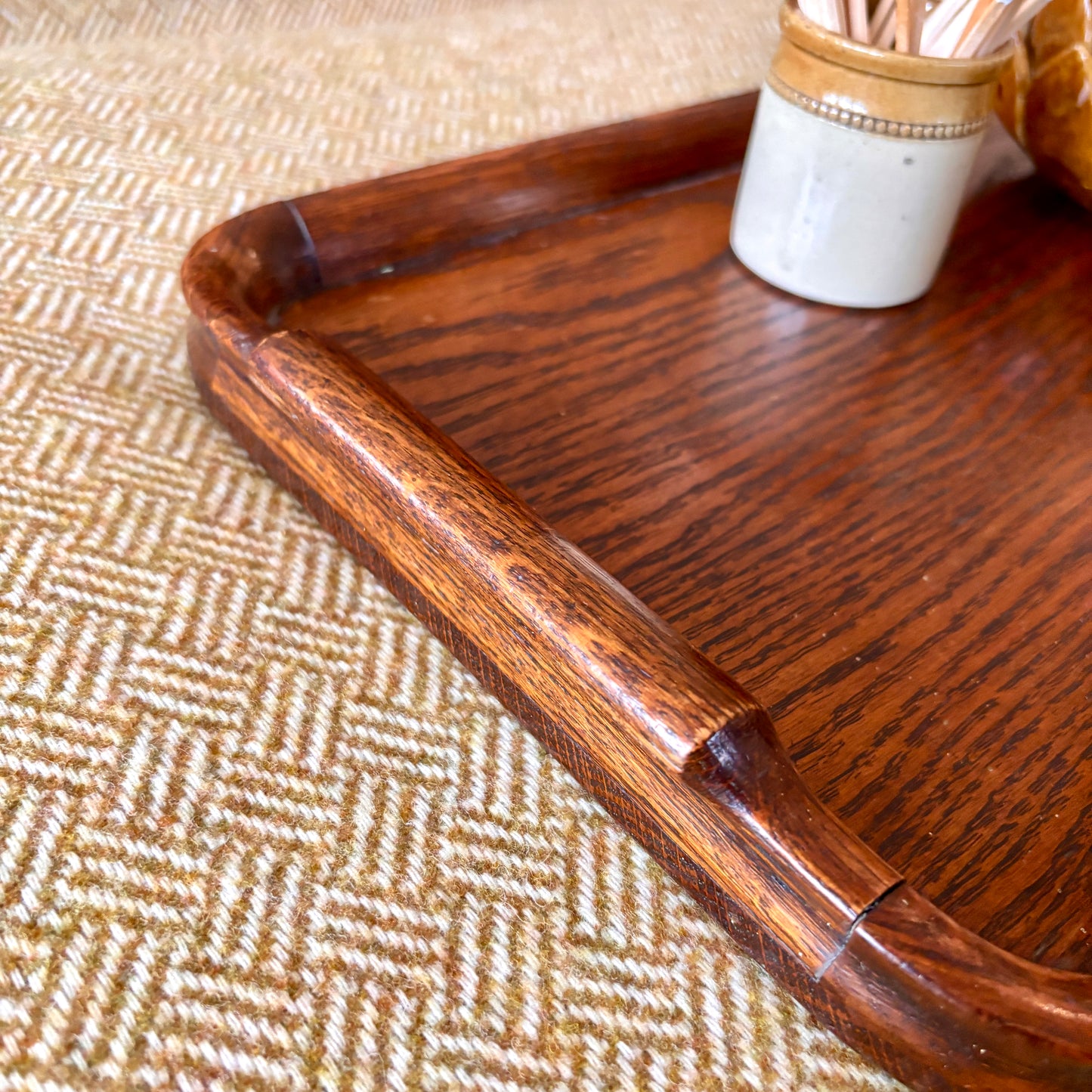 Vintage Small Oak Hardwood Tray