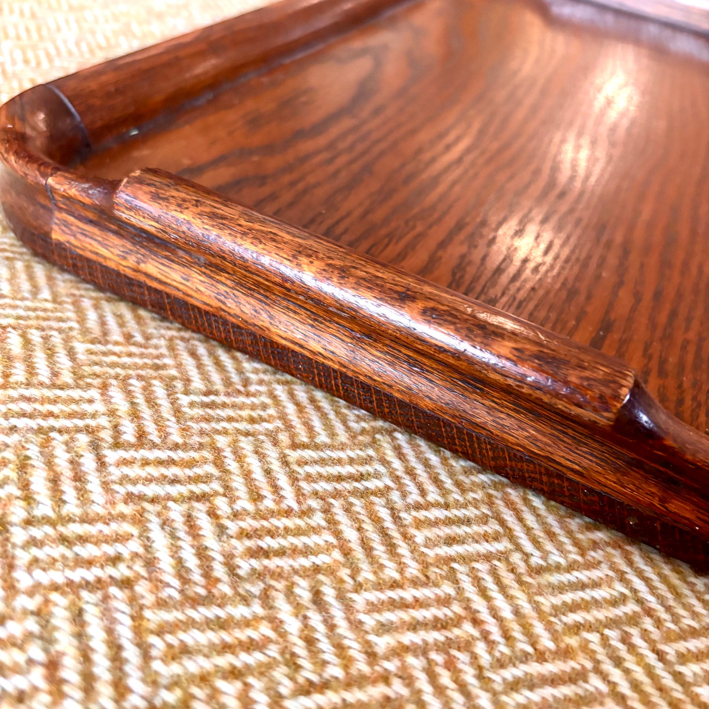 Vintage Small Oak Hardwood Tray