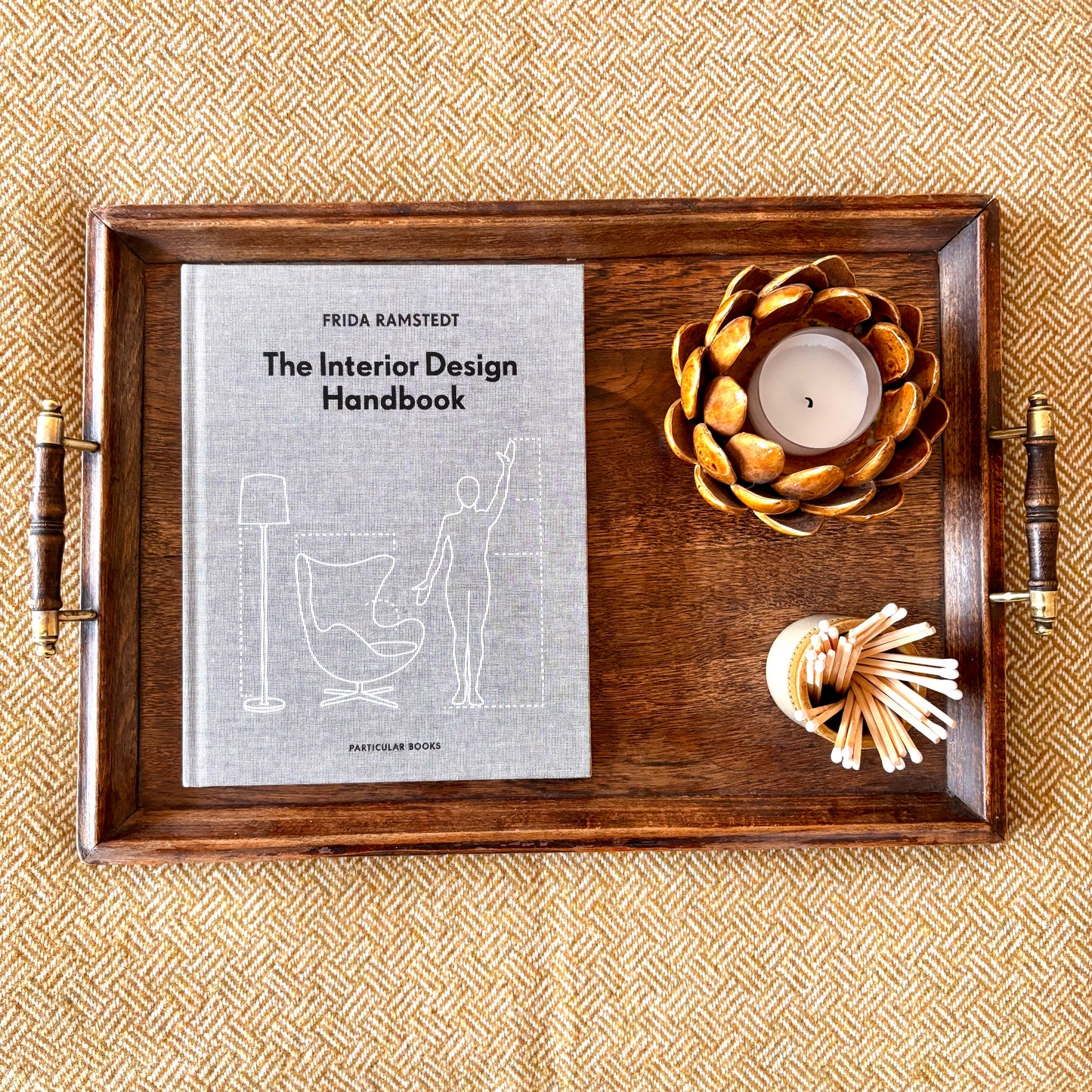 Vintage Oak Hardwood Tray with Raised Handles