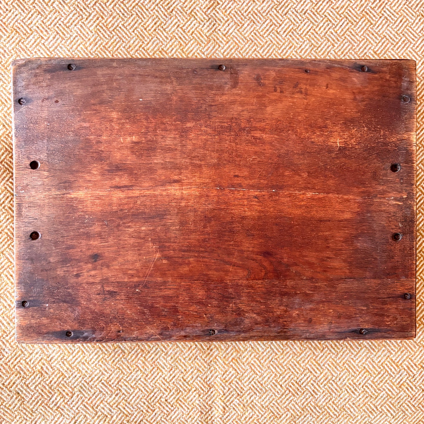 Vintage Oak Hardwood Tray with Raised Handles