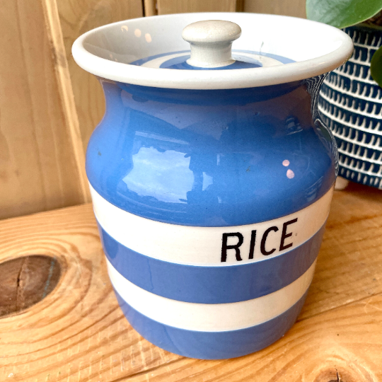TG Green Blue and White Rice Canister