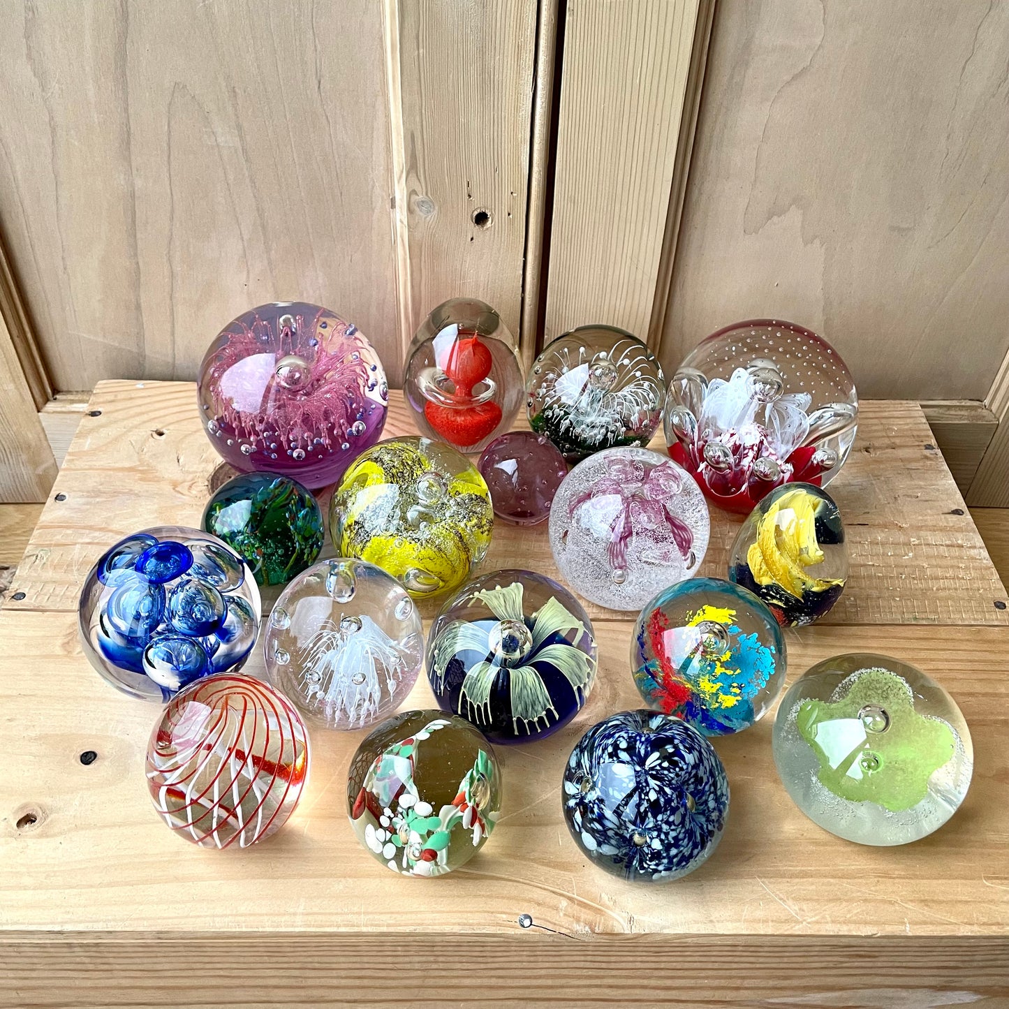 Vintage handblown glass paperweights