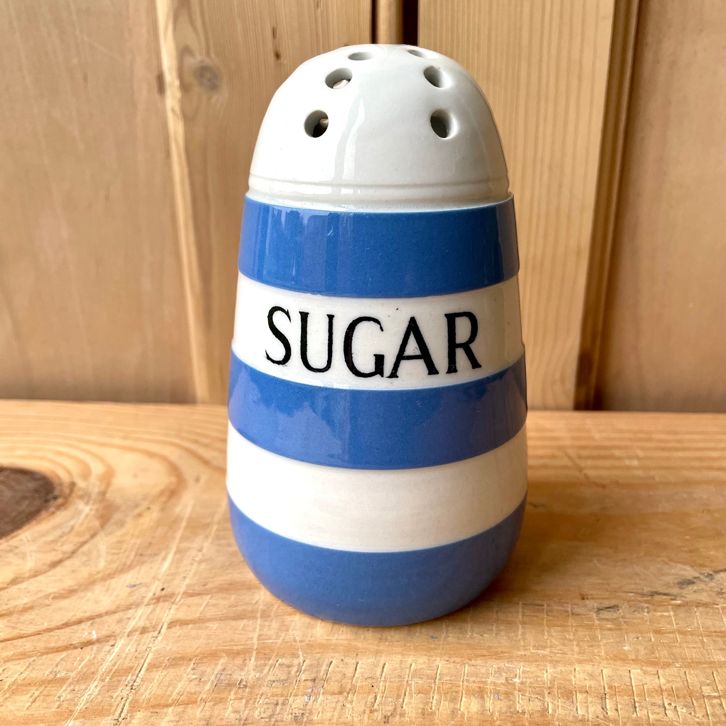 Vintage TG Green Blue and White 1930s Sugar Shaker