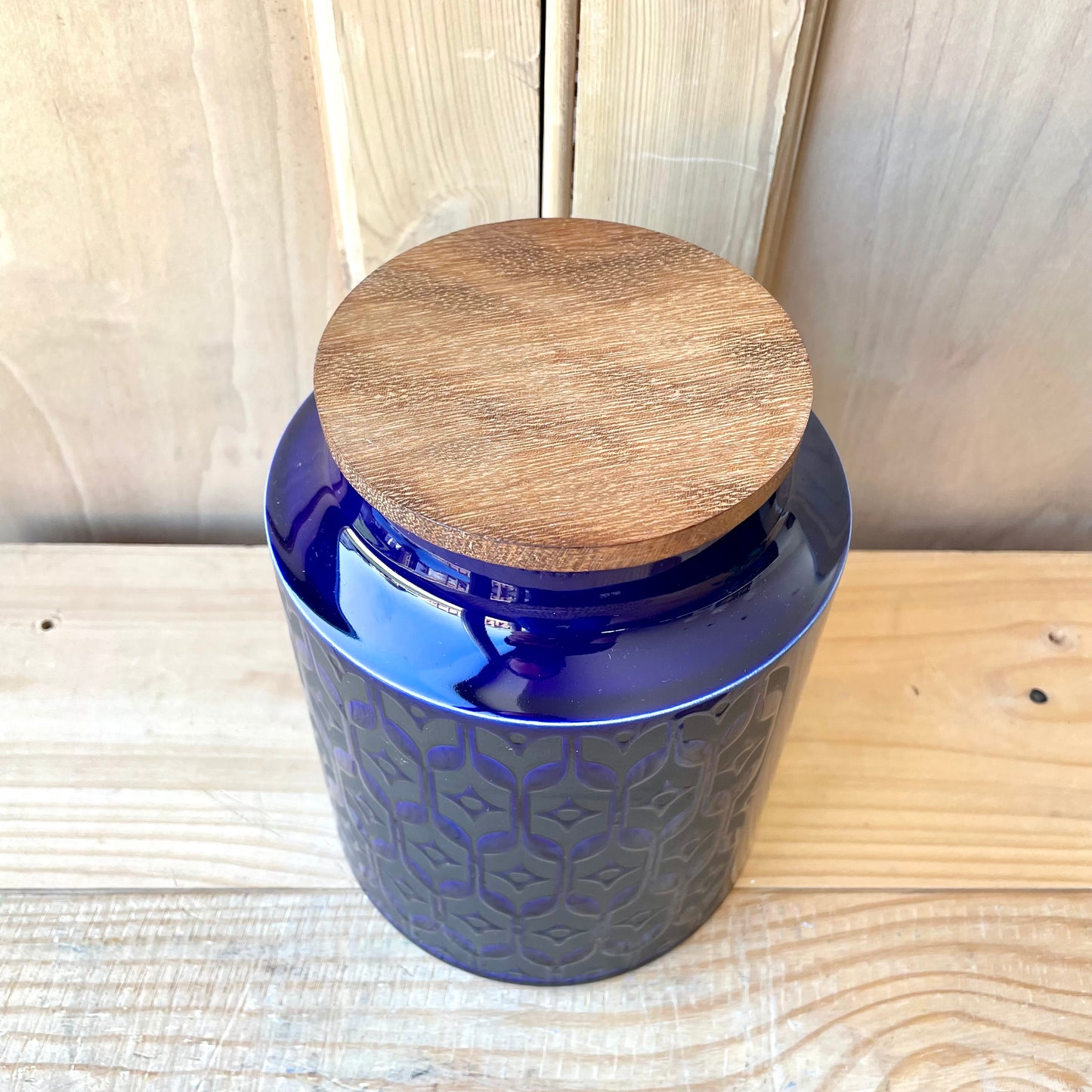 Large Hornsea Blue Heirloom Flour storage jar